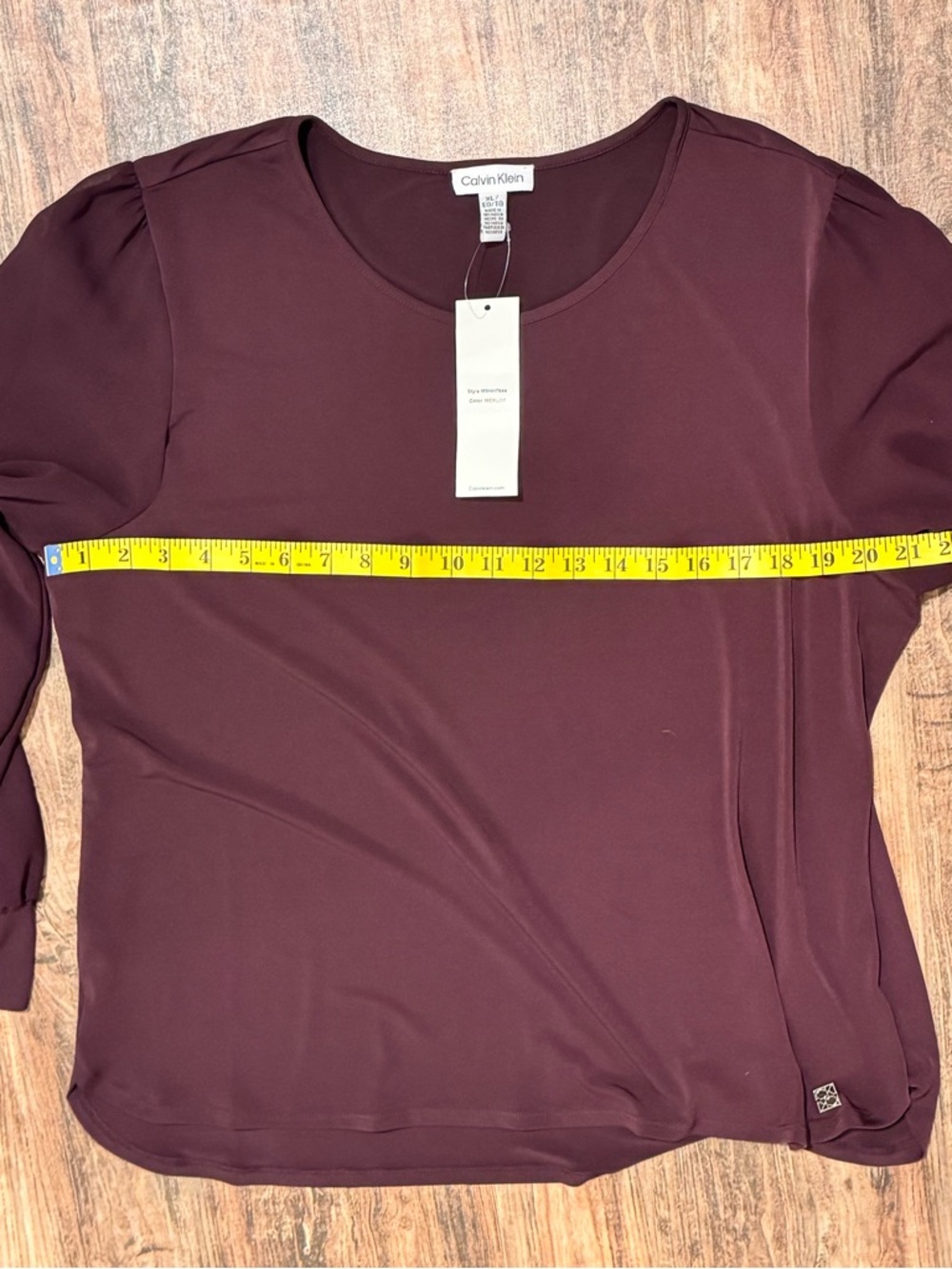 NWT Calvin Klein Long-Sleeve Scoop Neck Top in Merlot - Picture 6 of 11